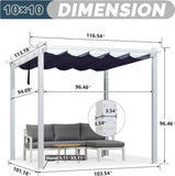 PURPLE LEAF Outdoor Retractable Pergola with Sun Shade Canopy Cover White Patio Metal Shelter for Garden Pavilion Grill Gazebo Grape Trellis Pergola