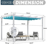 PURPLE LEAF Outdoor Retractable Pergola with Sun Shade Canopy Cover White Patio Metal Shelter for Garden Pavilion Grill Gazebo Grape Trellis Pergola