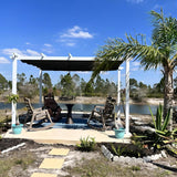 PURPLE LEAF Outdoor Retractable Pergola with Sun Shade Canopy Cover White Patio Metal Shelter for Garden Pavilion Grill Gazebo Grape Trellis Pergola