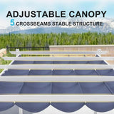 PURPLE LEAF Outdoor Retractable Pergola with Sun Shade Canopy Cover White Patio Metal Shelter for Garden With Curtains