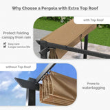 PURPLE LEAF Outdoor Retractable Pergola with Sun Shade Canopy Patio Aluminum Pergola With Curtains