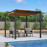 PURPLE LEAF Outdoor Retractable Pergola with Sun Shade Canopy Patio Aluminum Pergola for Garden