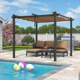 PURPLE LEAF Outdoor Retractable Pergola with Sun Shade Canopy Patio Aluminum Pergola for Garden