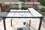 PURPLE LEAF Outdoor Retractable Pergola with Sun Shade Canopy Patio Aluminum Pergola for Garden