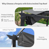 PURPLE LEAF Outdoor Retractable Pergola with Sun Shade Canopy Patio Aluminum Pergola With Curtains