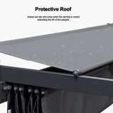 PURPLE LEAF Outdoor Retractable Pergola with Sun Shade Canopy Patio Aluminum Pergola for Garden