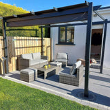 PURPLE LEAF Outdoor Retractable Pergola with Sun Shade Canopy Patio Aluminum Pergola With Curtains
