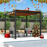 PURPLE LEAF Outdoor Retractable Pergola with Sun Shade Canopy Patio Aluminum Pergola for Garden