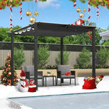 PURPLE LEAF Outdoor Retractable Pergola with Sun Shade Canopy Patio Aluminum Pergola With Curtains