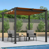 PURPLE LEAF Outdoor Retractable Pergola with Sun Shade Canopy Patio Aluminum Pergola With Curtains