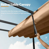 PURPLE LEAF Outdoor Retractable Pergola with Sun Shade Canopy Patio Aluminum Pergola for Garden