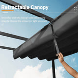 PURPLE LEAF Outdoor Retractable Pergola with Sun Shade Canopy Patio Aluminum Pergola With Curtains