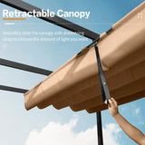 PURPLE LEAF Outdoor Retractable Pergola with Sun Shade Canopy Patio Aluminum Pergola for Garden