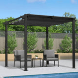 PURPLE LEAF Outdoor Retractable Pergola with Sun Shade Canopy Patio Aluminum Pergola for Garden