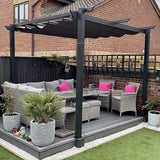 PURPLE LEAF Outdoor Retractable Pergola with Sun Shade Canopy Patio Aluminum Pergola for Garden