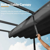 PURPLE LEAF Outdoor Retractable Pergola with Sun Shade Canopy Patio Aluminum Pergola for Garden