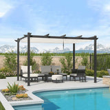 PURPLE LEAF Outdoor Retractable Pergola with Sun Shade Canopy Patio Aluminum Pergola for Garden