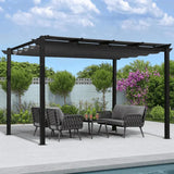 PURPLE LEAF Outdoor Retractable Pergola with Sun Shade Canopy Patio Aluminum Pergola for Garden