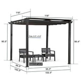 PURPLE LEAF Outdoor Retractable Pergola with Sun Shade Canopy Patio Aluminum Pergola With Curtains