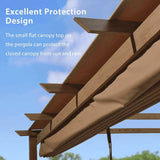 PURPLE LEAF Outdoor Retractable Pergola with Sun Shade Canopy Patio Metal Shelter for Garden Pavilion Natural Wood Grain Frame Grill Gazebo