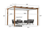 PURPLE LEAF Outdoor Retractable Pergola with Sun Shade Canopy Patio Metal Shelter for Garden Pavilion Natural Wood Grain Frame Grill Gazebo