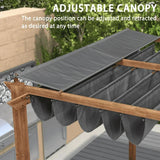 PURPLE LEAF Outdoor Retractable Pergola with Sun Shade Canopy Patio Metal Shelter for Garden Pavilion Natural Wood Grain Frame Grill Gazebo