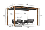PURPLE LEAF Outdoor Retractable Pergola with Sun Shade Canopy In Natural Wood Grain Frame With Curtains