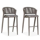 PURPLE LEAF Bar Stool Rattan Bar Stools Counter Stools with Back Metal Bar Height Stool Outdoor Bar Chair for Garden Kitchen