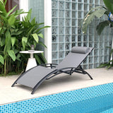 PURPLE LEAF Patio Chaise Lounge Set Outdoor Beach Pool Sunbathing Lawn Lounger Recliner Chair Outside Chairs with Side Table Included