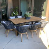 PURPLE LEAF Teak Patio Dining Set with Cushions and Pillow All-Weather Wicker Patio Table Set for Garden, Deck, and Yard