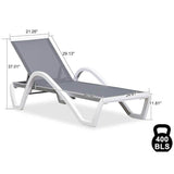 PURPLE LEAF Patio Chaise Lounge Chair Outdoor Plastic Textilene Sun Bathing Recliner Tanning Pool Lounger with 6 Adjustable Position for Outside Beach in-Pool Lawn Poolside