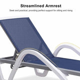 PURPLE LEAF Patio Chaise Lounge Chair Outdoor Plastic Textilene Sun Bathing Recliner Tanning Pool Lounger with 6 Adjustable Position for Outside Beach in-Pool Lawn Poolside