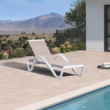 PURPLE LEAF Patio Chaise Lounge Chair Outdoor Plastic Textilene Sun Bathing Recliner Tanning Pool Lounger with 6 Adjustable Position for Outside Beach in-Pool Lawn Poolside