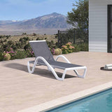 PURPLE LEAF Patio Chaise Lounge Chair Outdoor Plastic Textilene Sun Bathing Recliner Tanning Pool Lounger with 6 Adjustable Position for Outside Beach in-Pool Lawn Poolside