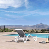 PURPLE LEAF Patio Chaise Lounge Chair Outdoor Plastic Textilene Sun Bathing Recliner Tanning Pool Lounger with 6 Adjustable Position for Outside Beach in-Pool Lawn Poolside