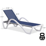 PURPLE LEAF Patio Chaise Lounge Chair Outdoor Plastic Textilene Sun Bathing Recliner Tanning Pool Lounger with 6 Adjustable Position for Outside Beach in-Pool Lawn Poolside