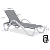 PURPLE LEAF Patio Chaise Lounge Chair Outdoor Plastic Textilene Sun Bathing Recliner Tanning Pool Lounger with 6 Adjustable Position for Outside Beach in-Pool Lawn Poolside