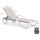 PURPLE LEAF Patio Chaise Lounge Chair Outdoor Plastic Textilene Sun Bathing Recliner Tanning Pool Lounger with 6 Adjustable Position for Outside Beach in-Pool Lawn Poolside