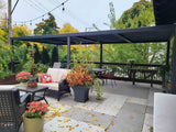 PURPLE LEAF Caesar Outdoor Louvered Pergola Patio Sun Shade Shelter with Adjustable Hardtop Patio Pergola Gray Frame White Roof