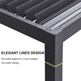 PURPLE LEAF Caesar Outdoor Louvered Pergola Patio Sun Shade Shelter with Adjustable Hardtop Patio Pergola Gray Frame White Roof