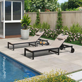 PURPLE LEAF Patio Tanning Chaise Lounge Chair Set with Face Down Hole