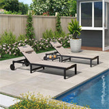 PURPLE LEAF Patio Tanning Chaise Lounge Chair Set with Face Down Hole