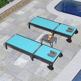 PURPLE LEAF Patio Tanning Chaise Lounge Chair Set with Face Down Hole