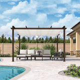 PURPLE LEAF Bronze Pergola Outdoor Retractable Metal Pergola with Canopy with Shade Cover With Curtains