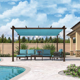 PURPLE LEAF Bronze Pergola Outdoor Retractable Metal Pergola with Canopy with Shade Cover With Curtains