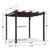 PURPLE LEAF Bronze Pergola Outdoor Retractable Metal Pergola with Canopy with Shade Cover With Curtains