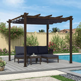 PURPLE LEAF Pergola Outdoor Retractable Metal Pergola with Canopy Patio Pergola with Shade Cover for Garden Pool Yard Beach Deck