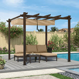 PURPLE LEAF Pergola Outdoor Retractable Metal Pergola with Canopy Patio Pergola with Shade Cover for Garden Pool Yard Beach Deck