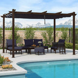 PURPLE LEAF Pergola Outdoor Retractable Metal Pergola with Canopy Patio Pergola with Shade Cover for Garden Pool Yard Beach Deck