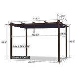PURPLE LEAF Pergola Outdoor Retractable Metal Pergola with Canopy Patio Pergola with Shade Cover for Garden Pool Yard Beach Deck